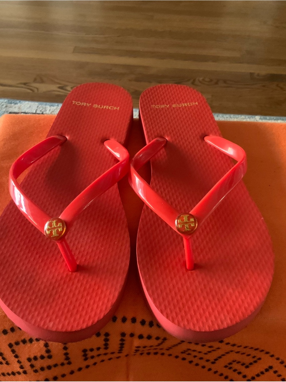 Tory Burch Red Logo Flip Flop Sandals